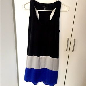 Aqua, racerback dress, black silver & violet